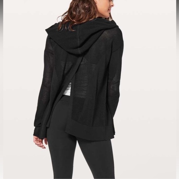 Lululemon Still Movement Wrap Cardigan Hooded Black Size Small Women’s Pockets - Picture 1 of 11